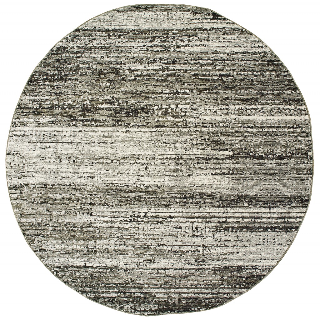383697 7 ft. Round Ash & Slate Abstract Area Rug