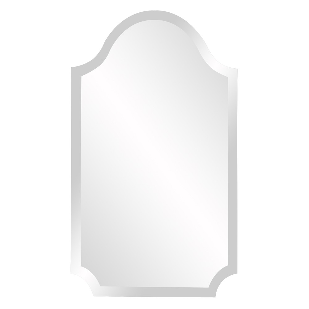 Minimalist Rectangle Arched Glass Mirror with Beveled Edge & Scalloped Corners