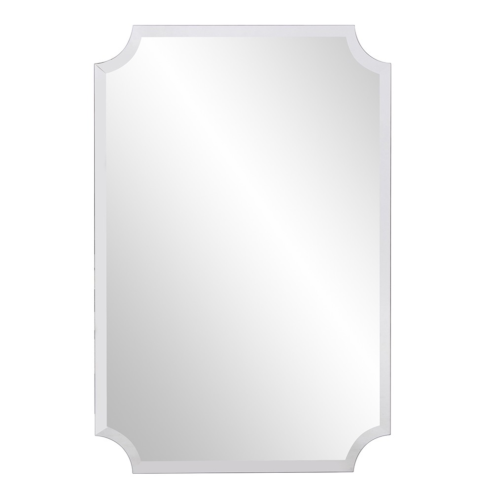 Minimalist Rectangle Mirror with Beveled Edge & Scalloped Corners