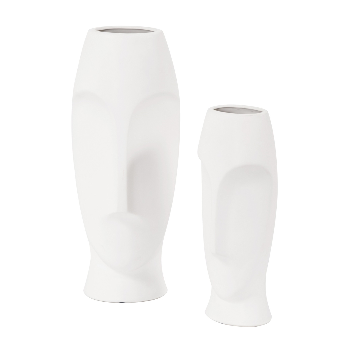 Picture of HomeRoots 383727 Matte White Ceramic Vase with Abstract Faces