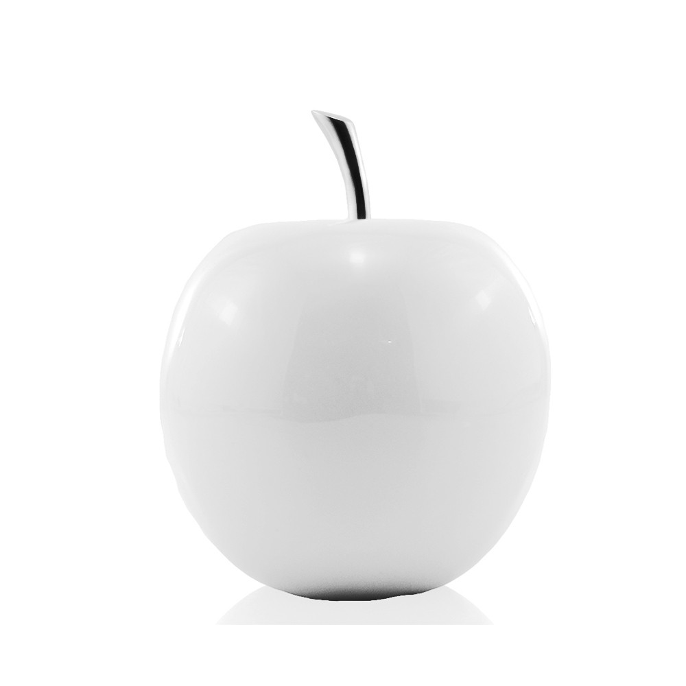 383743 White Medium Apple Shaped Aluminum Accent Home Decor
