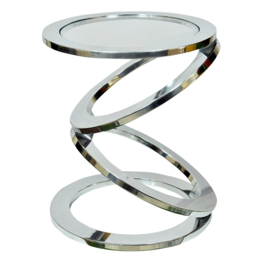 Silver Rings Metal Frame & Glass Top Accent Table