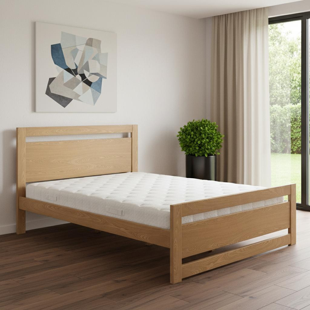 625646 Natural Wood Queen Size Bed Frame
