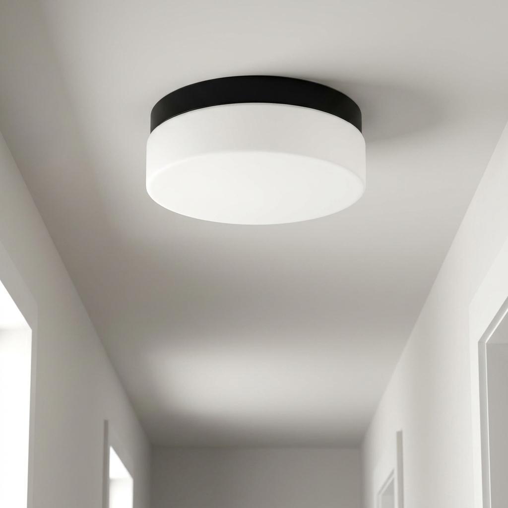 721965 11 in. Black Metal & Glass Flush Mount Ceiling Light