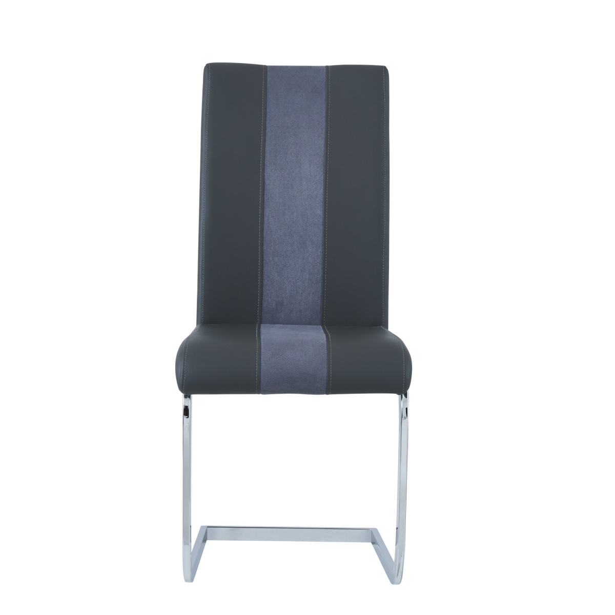 Grey Two Toned Dining Chairs with Silver Tone Metal Base - Pack of 4