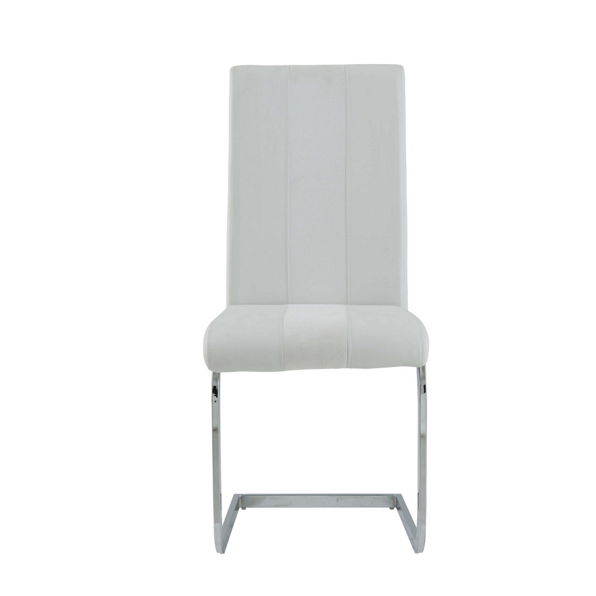 383964 White Two Toned Dining Chairs with Silver Tone Metal Base - Pack of 4