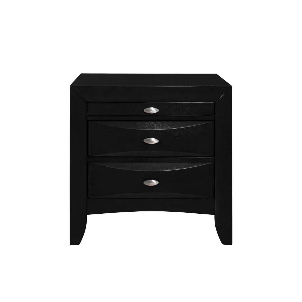 HomeRoots Wood Black Nightstand with 2 Chambered Drawer