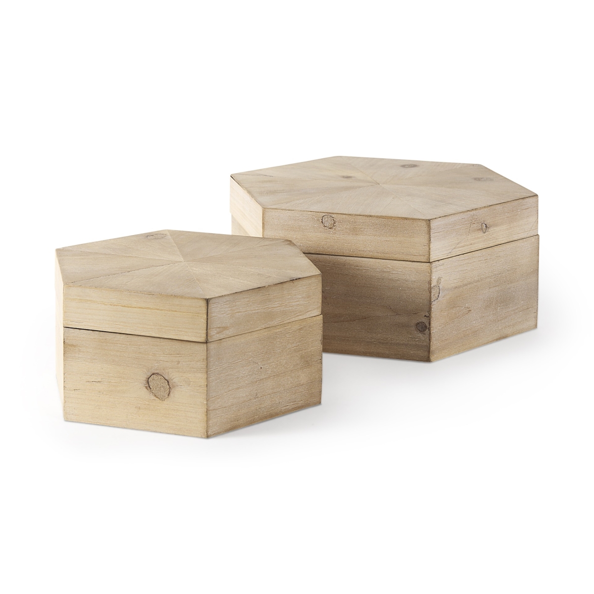 6 x 12 x 14 in. Hexagonal Wooden Boxes, Brown