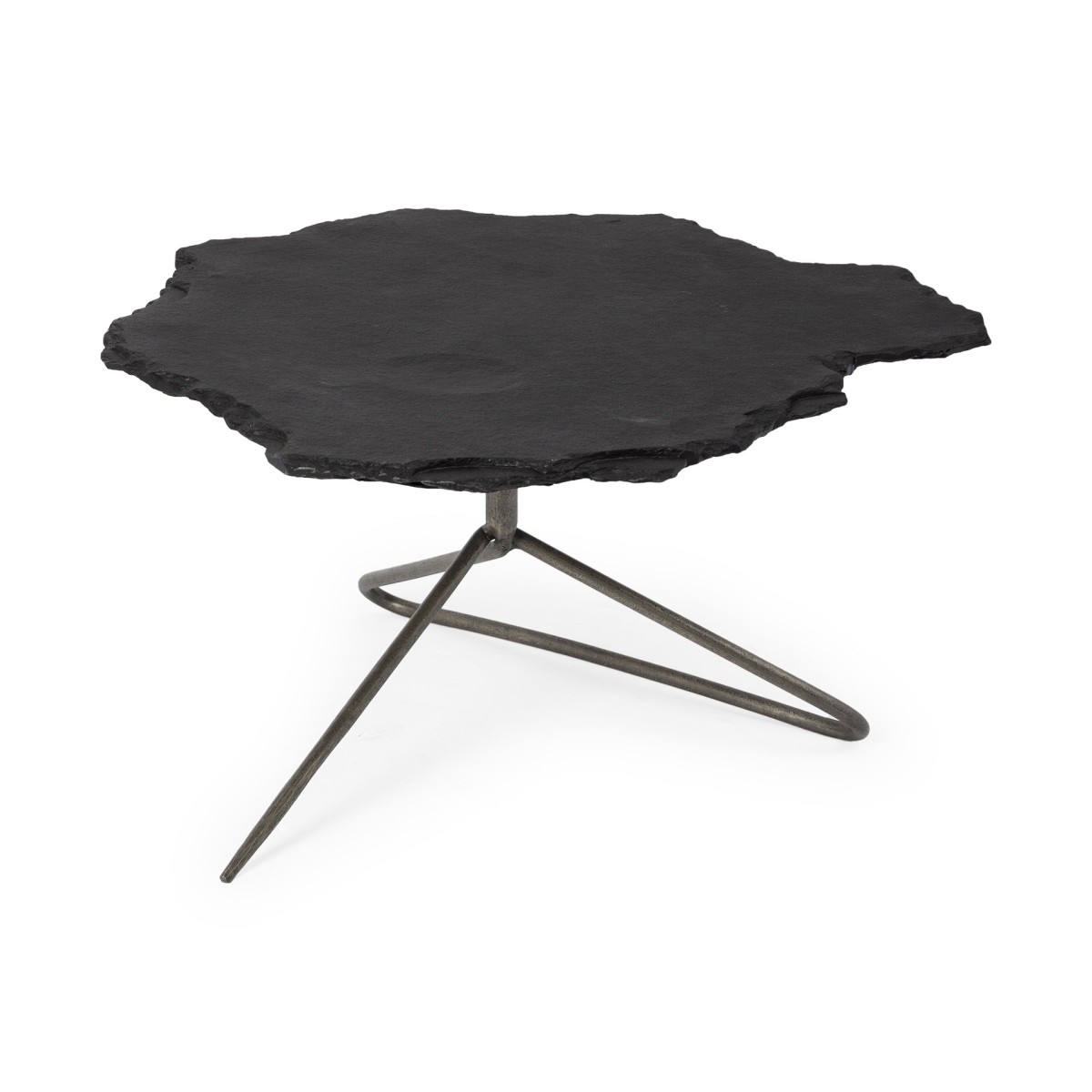 393164 Black Slate Iron Framed Coffee Table