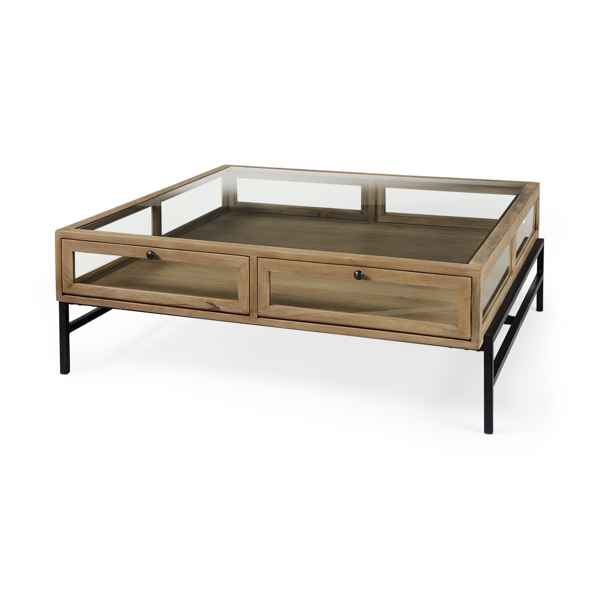 Rustic Natural Shadowbox Coffee Table, Brown