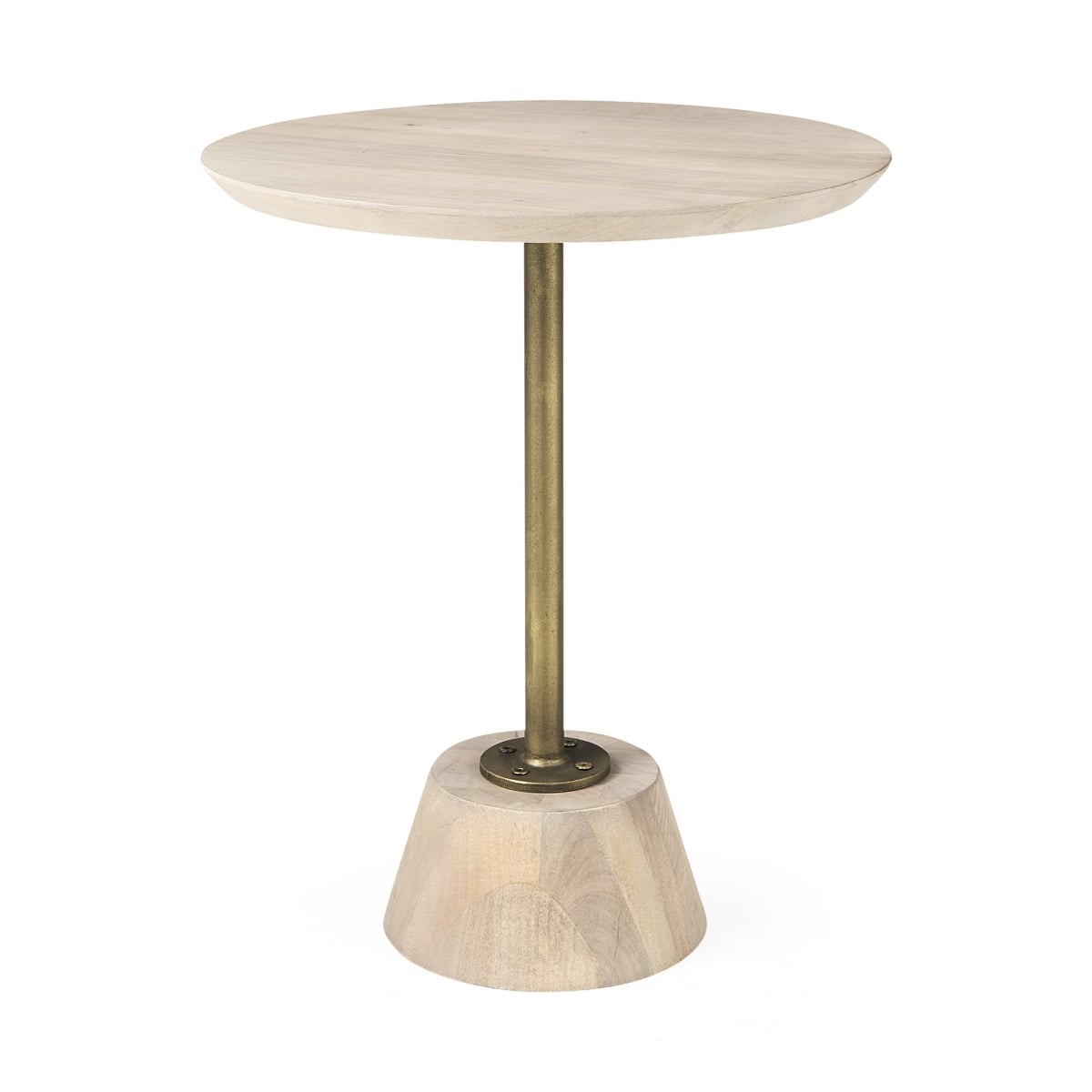 24 x 20 x 20 in. Blond Pedestal Table with Gold Detailing, Light Brown
