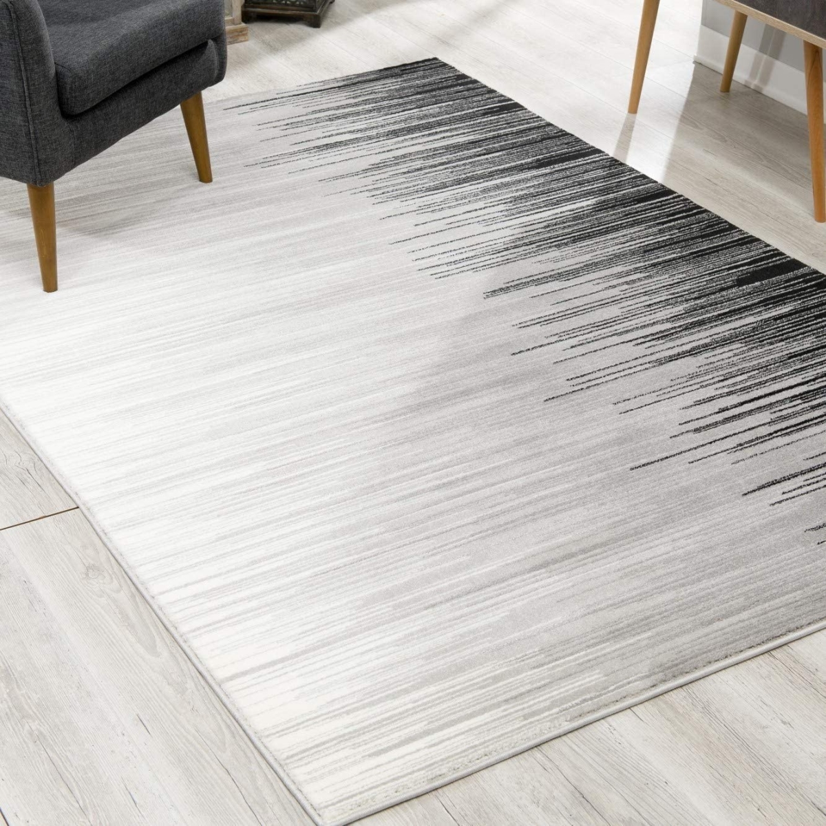393934 4 x 6 ft. Transitional Striped Rectangle Area Rug, Black