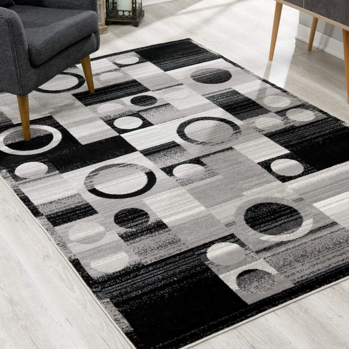 393971 7 x 9 ft. Gray Blocks & Rings Area Rug