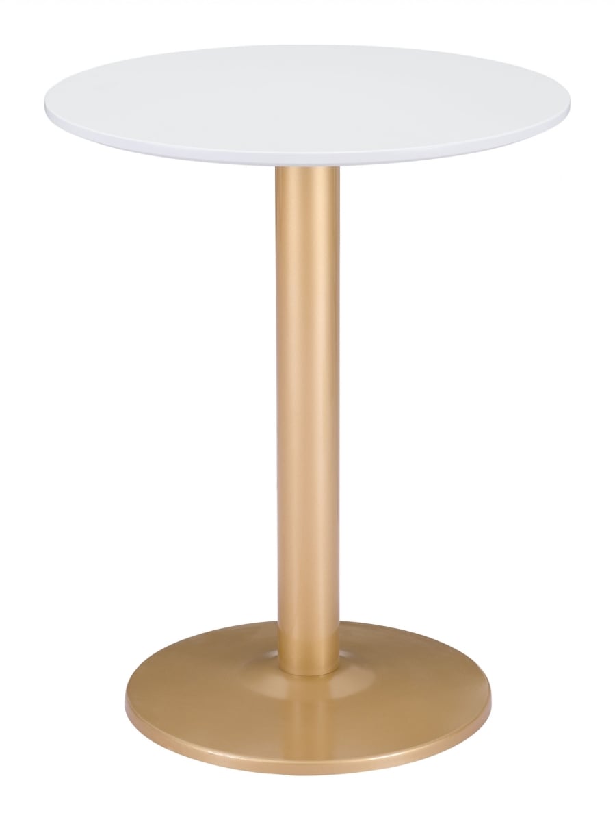 29.5 x 23.6 x 23.6 in. Gold & White Pedestal Bistro Table