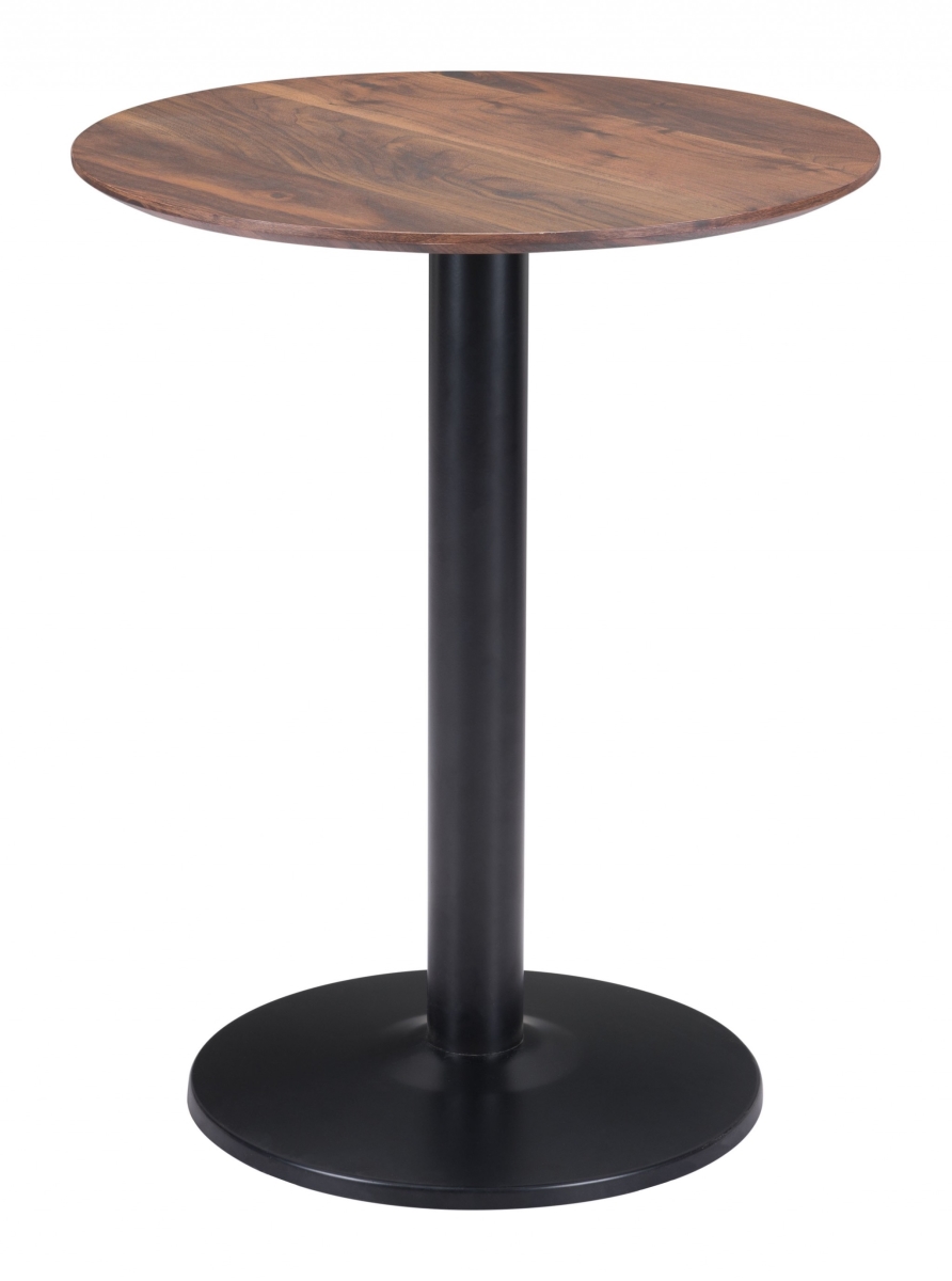 29.5 x 23.6 x 23.6 in. Walnut & Black Pedestal Bistro Table