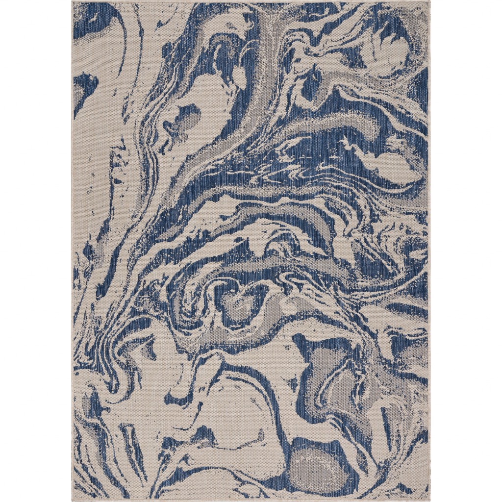2 x 3 ft. Navy Abstract Indoor & Outdoor Scatter Area Rug