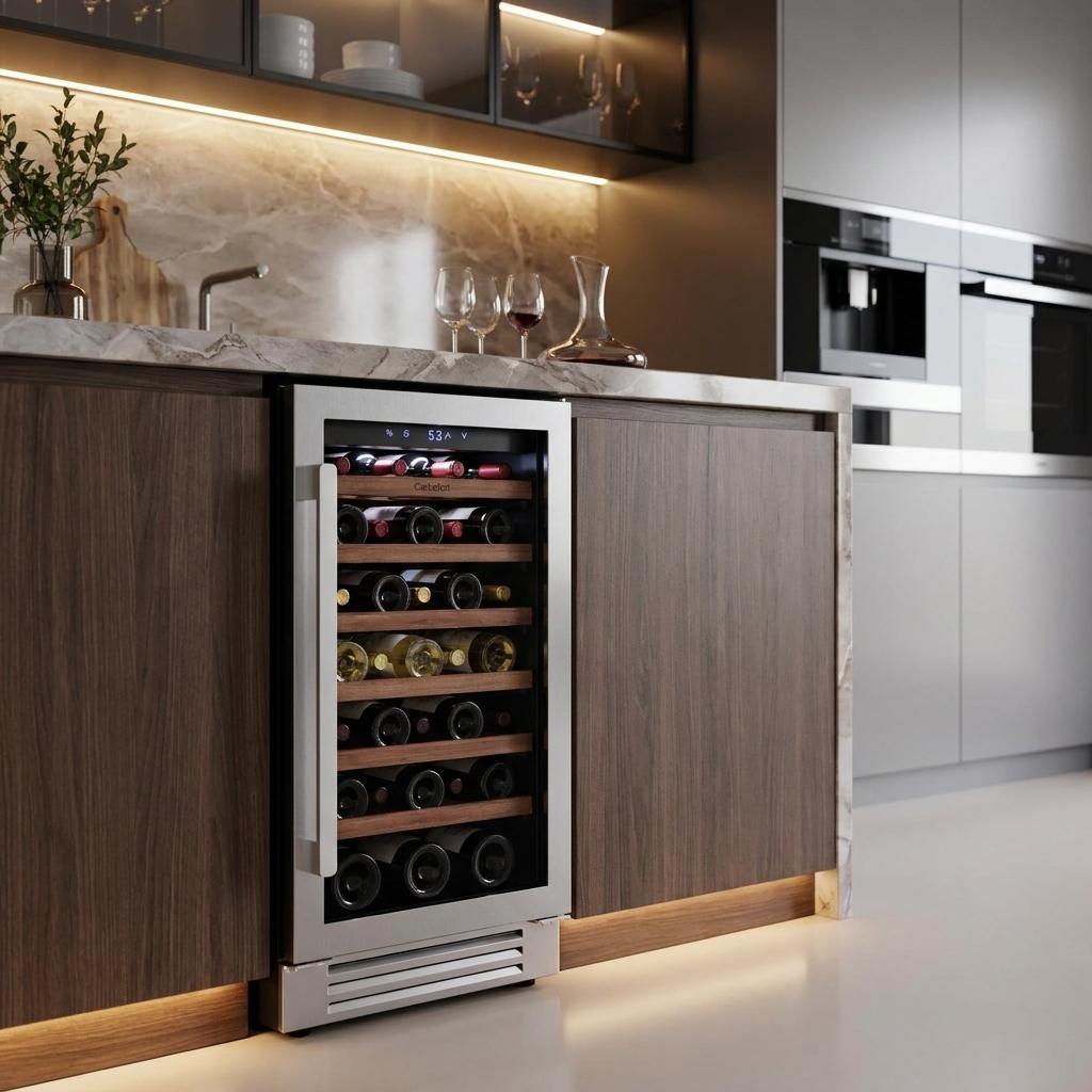 755843 34 x 15 in. Clear & Silver Stainless Steel Single Compartment Wine Refrigerator