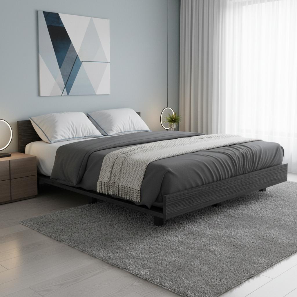 492007 Smoky Black Wood Twin Bed Frame