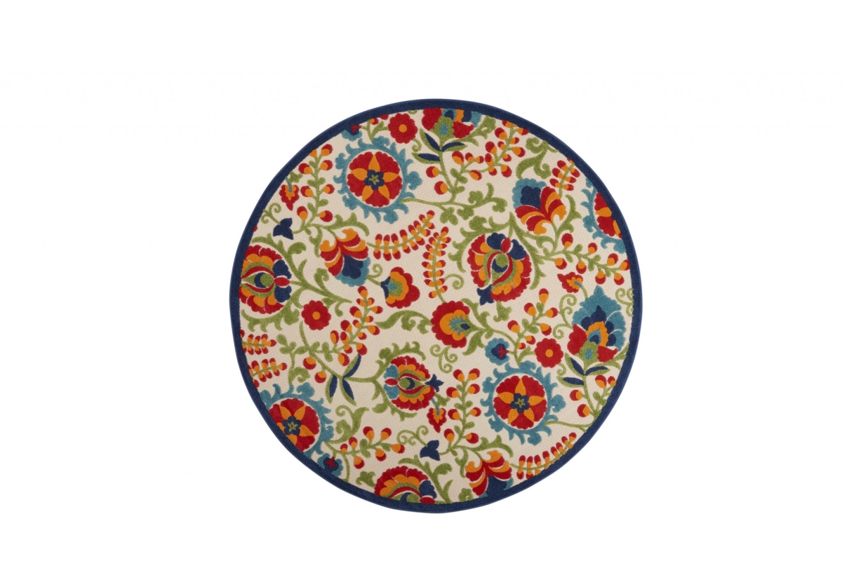 8 ft. Multi Color Round Mediterra Indoor & Outdoor Area Rug