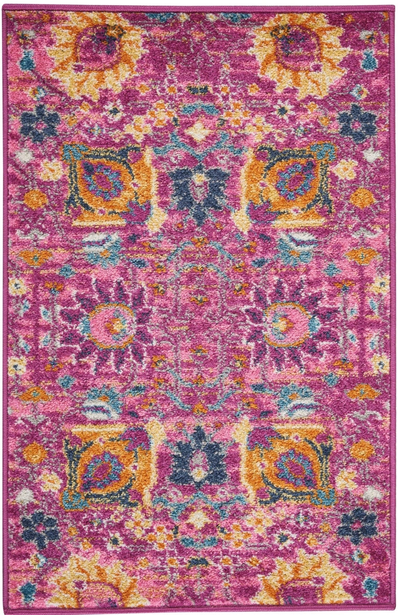 385188 2 x 3 ft. Fuchsia & Orange Distressed Scatter Area Rug