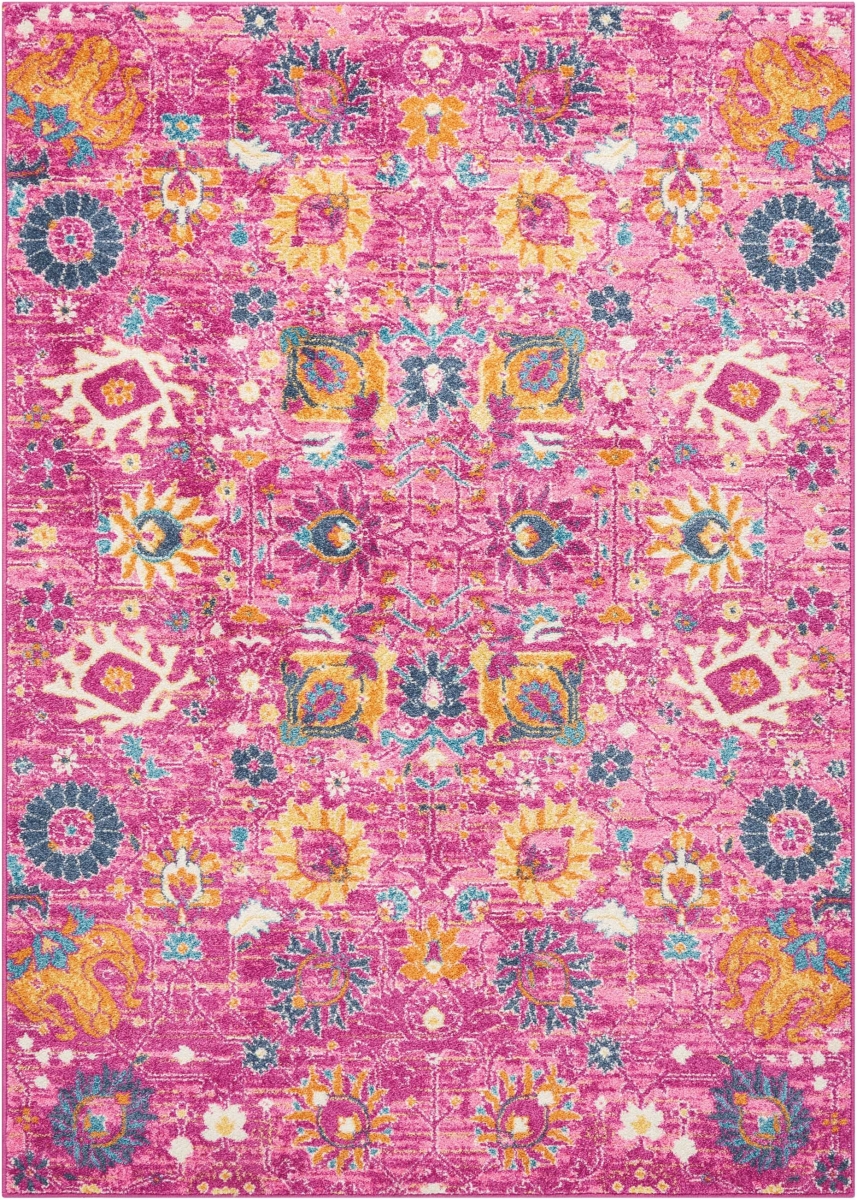 385191 4 x 6 ft. Fuchsia & Orange Distressed Area Rug