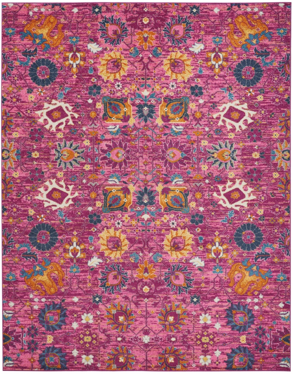 8 x 10 ft. Fuchsia & Orange Distressed Area Rug
