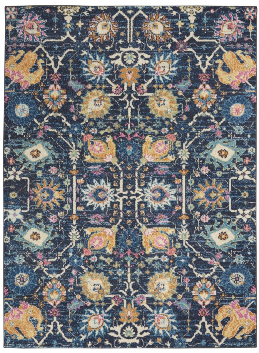 385229 5 x 7 ft. Navy Blue Floral Buds Area Rug