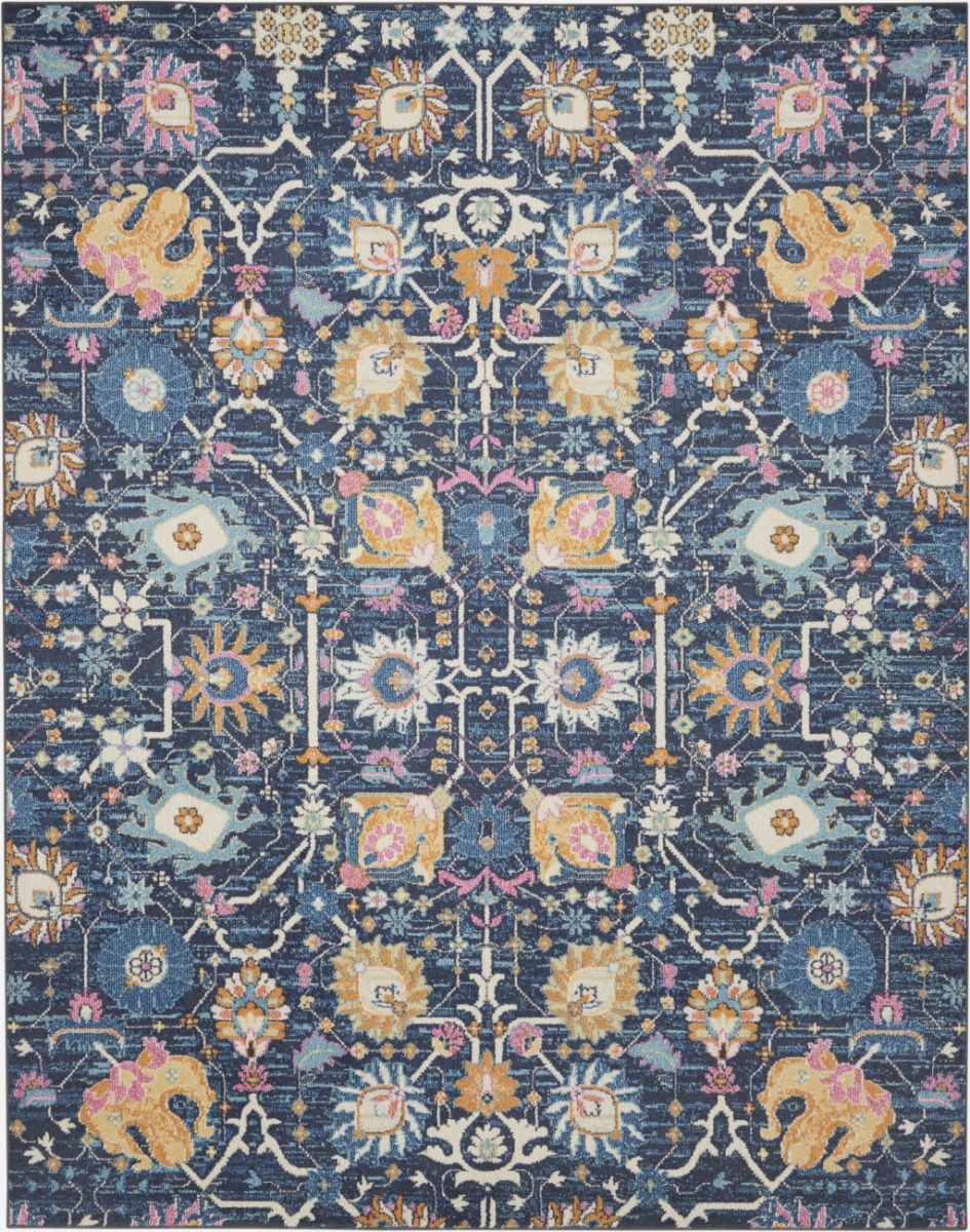 385239 8 x 10 ft. Navy Blue Floral Buds Area Rug