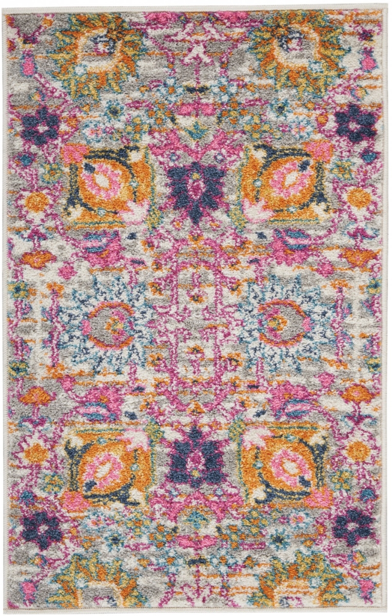 385240 2 x 3 ft. Gray & Pink Distressed Scatter Area Rug