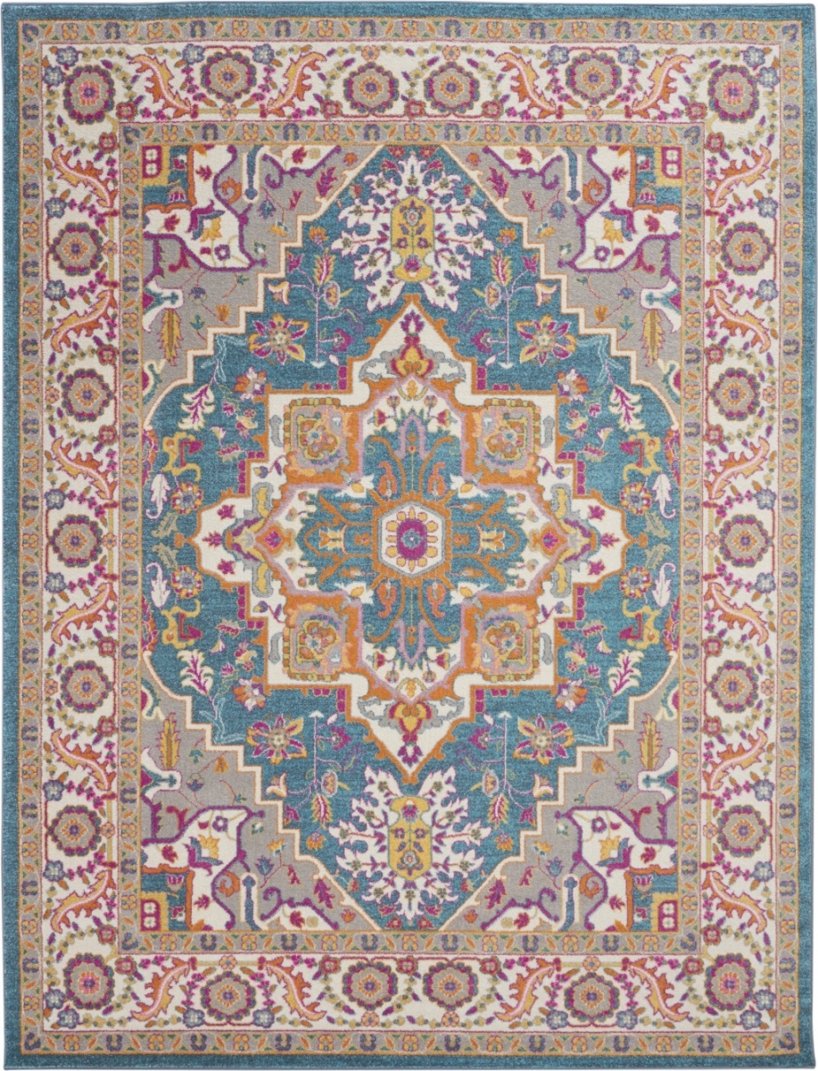 7 x 10 ft. Teal & Pink Medallion Area Rug