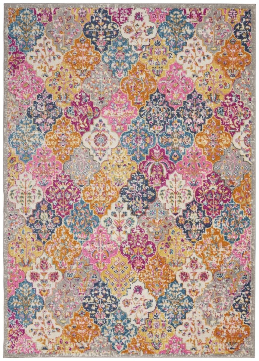 8 x 10 ft. Multi Color Muted Brights Floral Diamond Area Rug