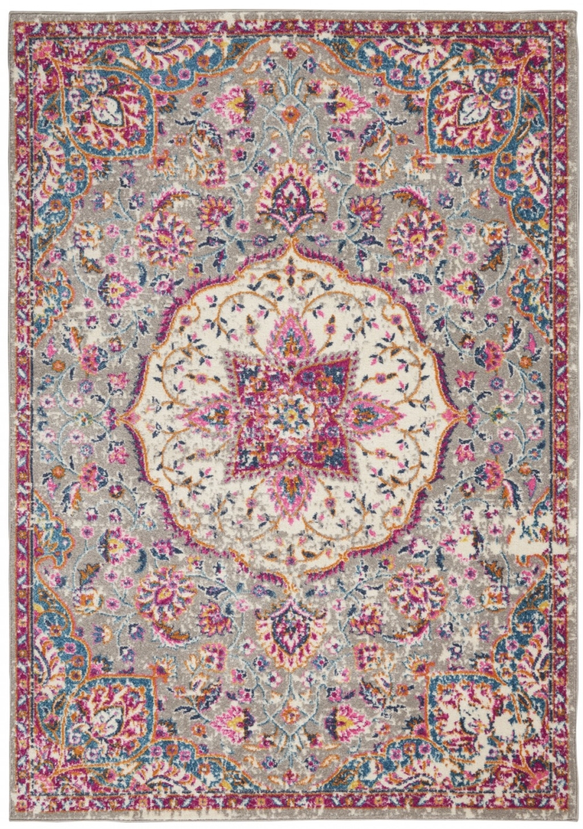 385521 5 x 7 ft. Gray & Pink Medallion Area Rug
