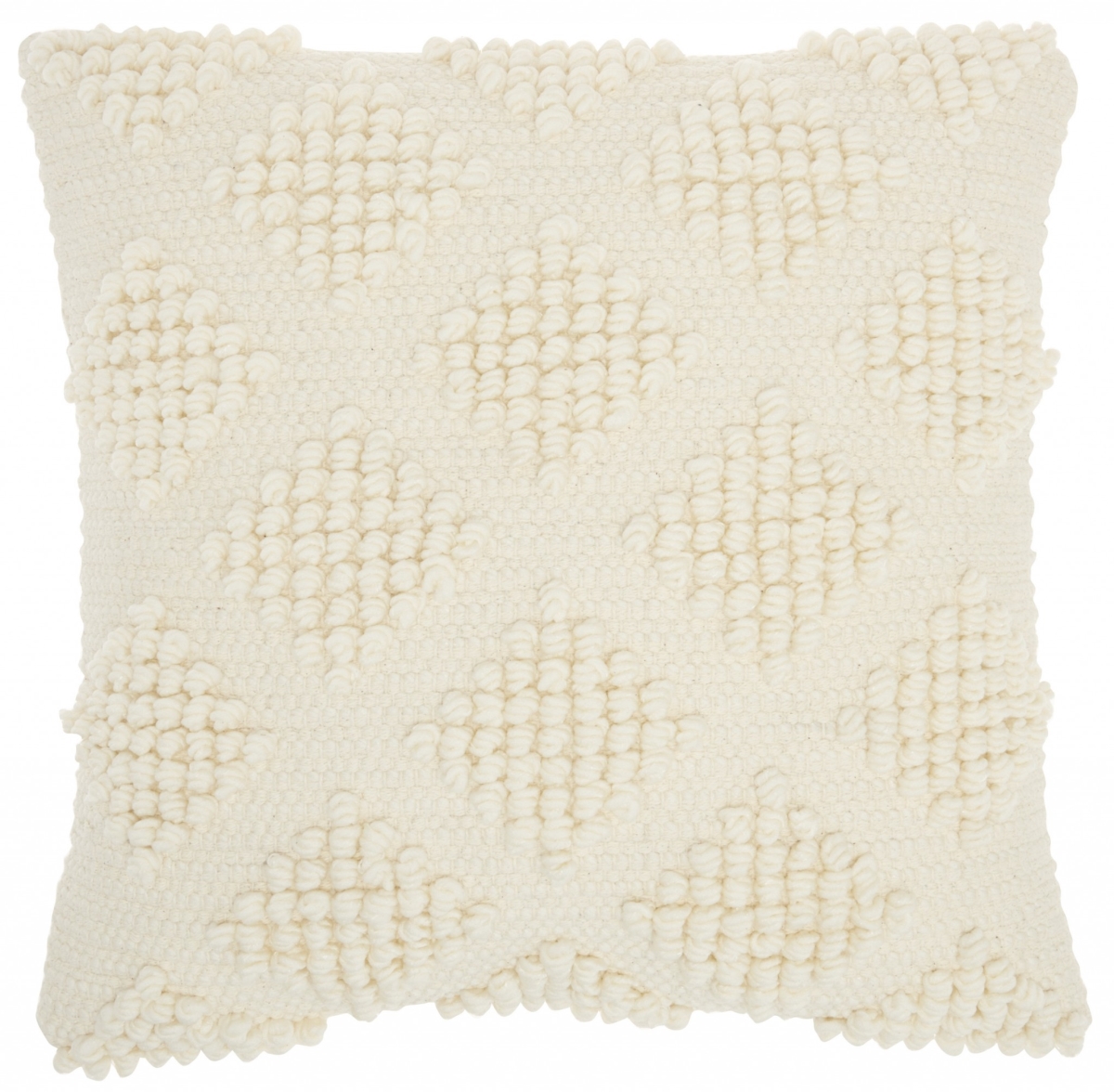 Picture of HomeRoots 386174 Textured Diamonds Throw Pillow, Ivory