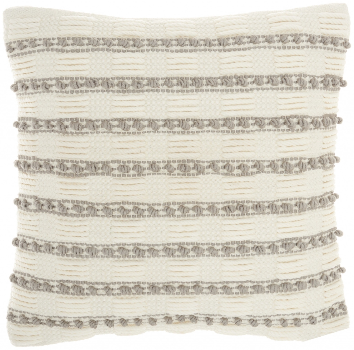18 x 18 in. Light Gray & Ivory Textured Stripes Throw Pillow