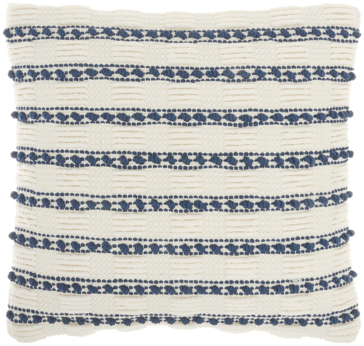 386185 18 x 18 in. Navy Blue & Ivory Textured Stripes Throw Pillow