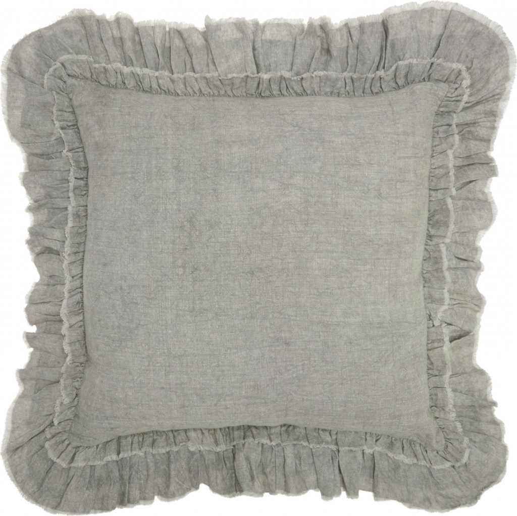 2 x 2 ft. Dainty Ruffle Edged Light Gray Throw Pillow