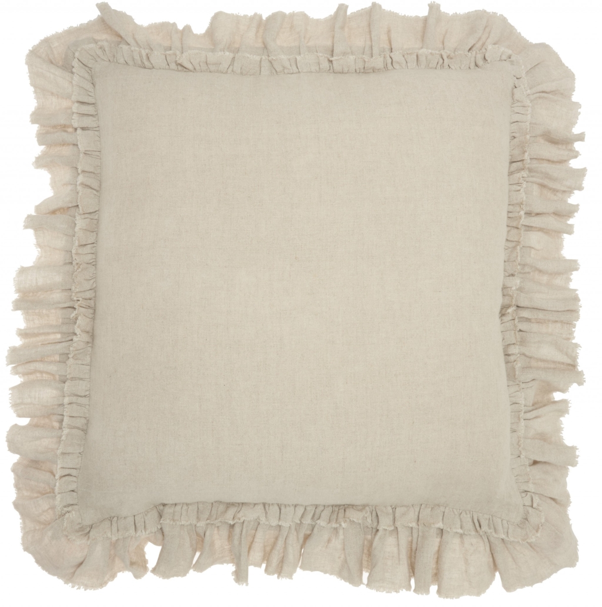 24 x 24 in. Dainty Ruffle Edged Beige Throw Pillow