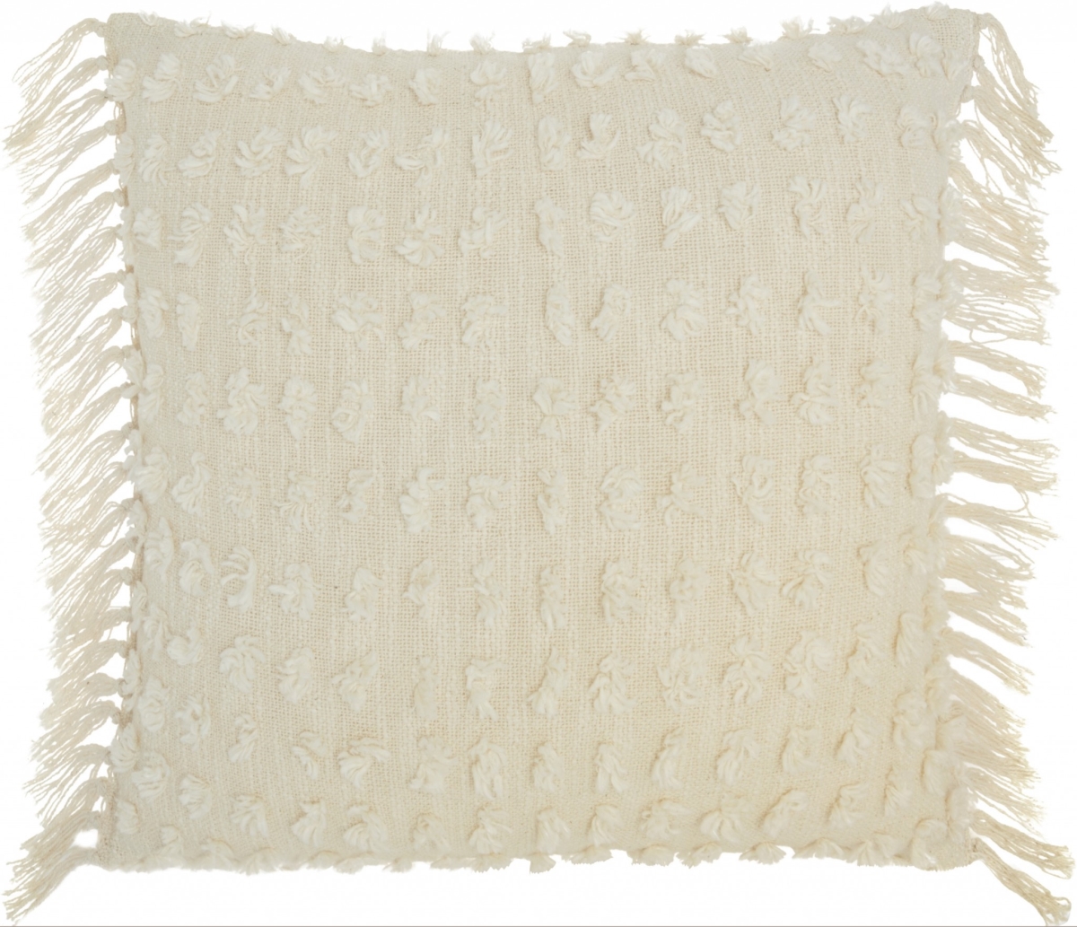 20 x 20 in. Tassel Detailed White Throw Pillow
