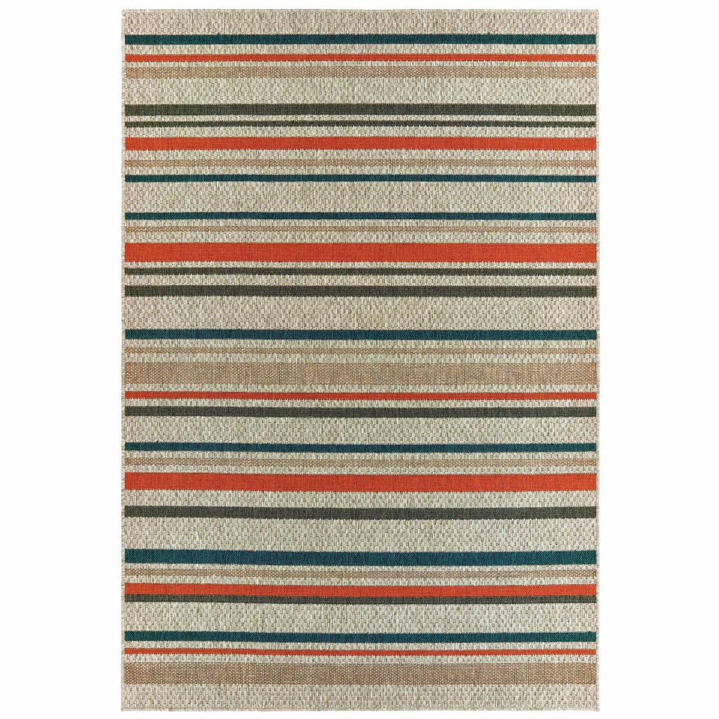 7 x 10 ft. Geometric Indoor Outdoor Area Rug - Grey & Blue