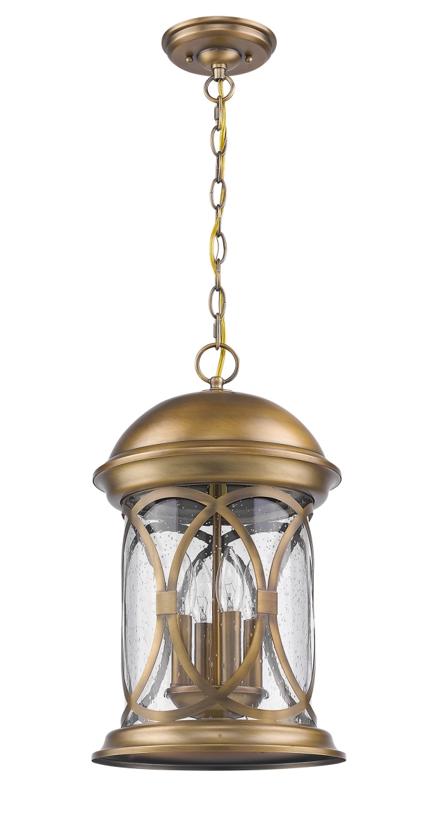 Picture of HomeRoots 397955 18.5 x 11 x 11 in. Lincoln 4-Light Antique Brass Hanging Light