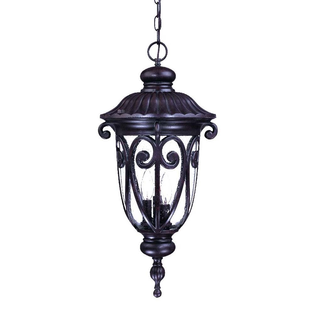 Picture of HomeRoots 397971 24.5 x 11.25 x 11.25 in. Naples 3-Light Marbelized Mahogany Hanging Light