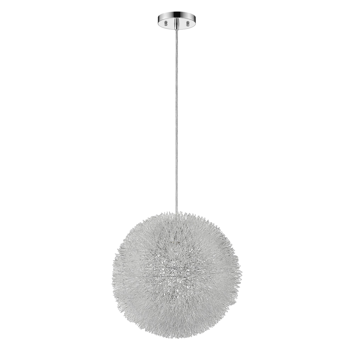 12 in. Luminary 1-Light Metallic Silver Pendant with Hand Woven Aluminum Wire Shade