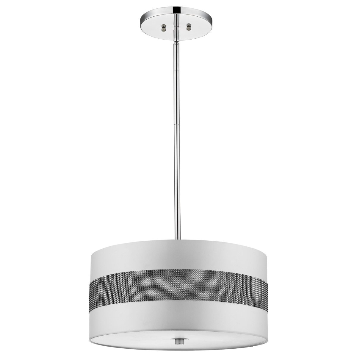 9 x 19 x 19 in. Harmony 3-Light Metallic Silver Pendant with Crystal Studded Platinum Sheen Shade -  Estallar, ES3102434