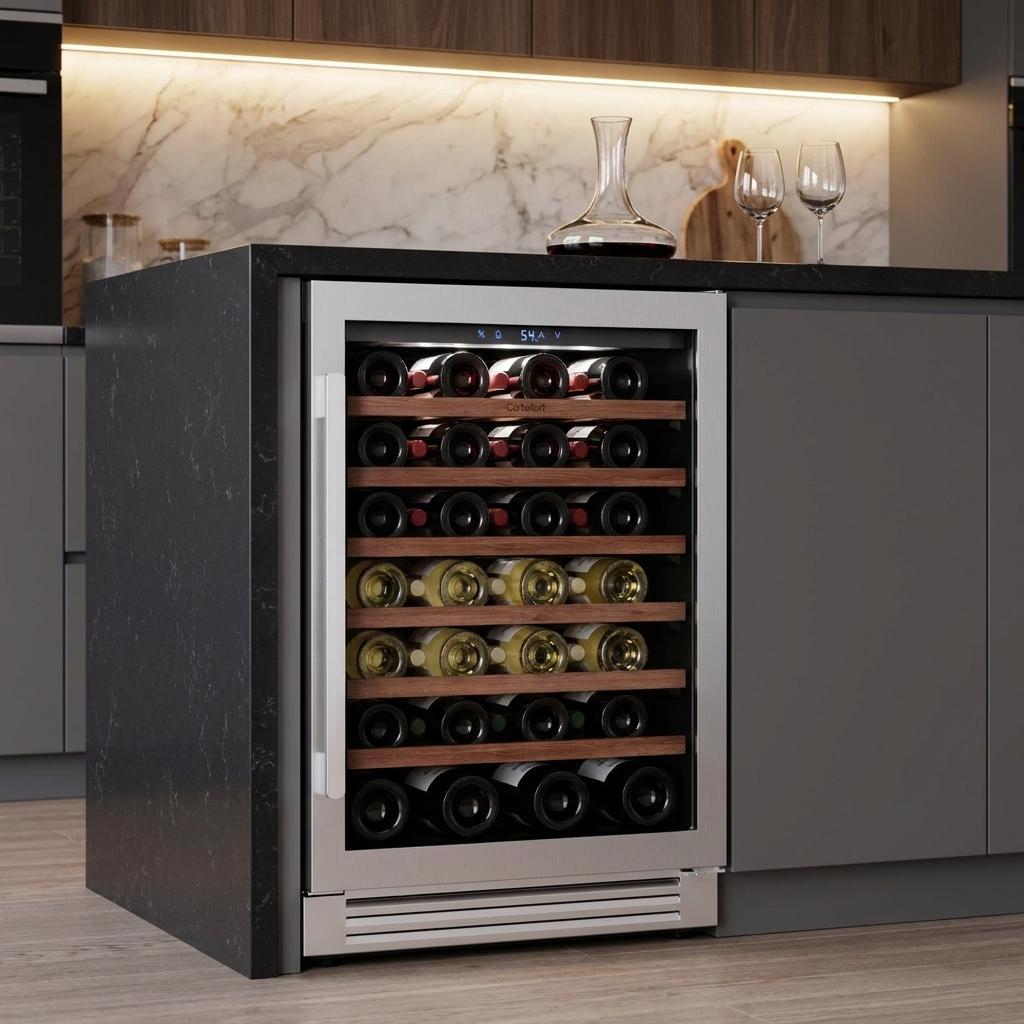 755844 34 x 24 in. Clear & Silver Stainless Steel Single Compartment Wine Refrigerator
