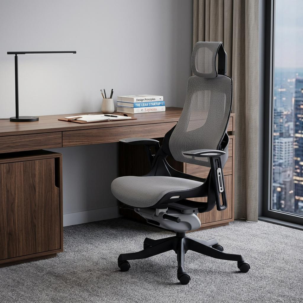 724188 Gray & Black Adjustable Height Swivel Rolling Executive Office Chair