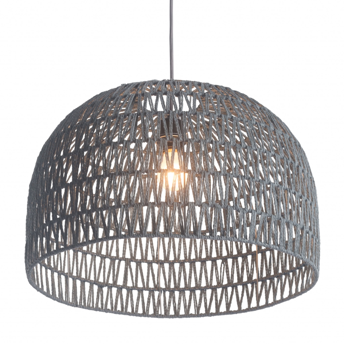 13.8 x 21 x 21 in. Misty Gray Woven Ceiling Lamp