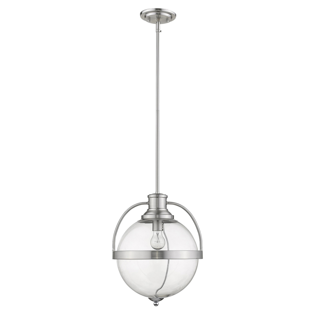 15.75 x 12.75 x 12.75 in. Kassian 1-Light Satin Nickel Pendant
