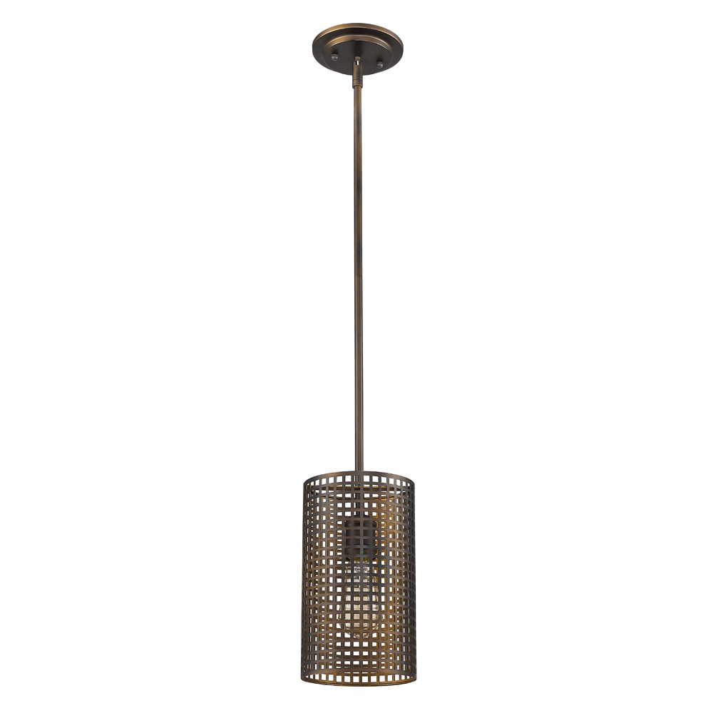 398198 10.25 x 9 x 9 in. Loft 1-Light Oil-Rubbed Bronze Pendant with Wire Shade