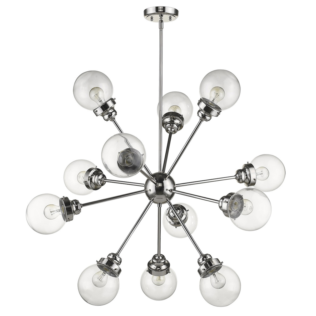 Picture of HomeRoots 398214 40 x 40 x 40 in. Portsmith 12-Light Polished Nickel Chandelier