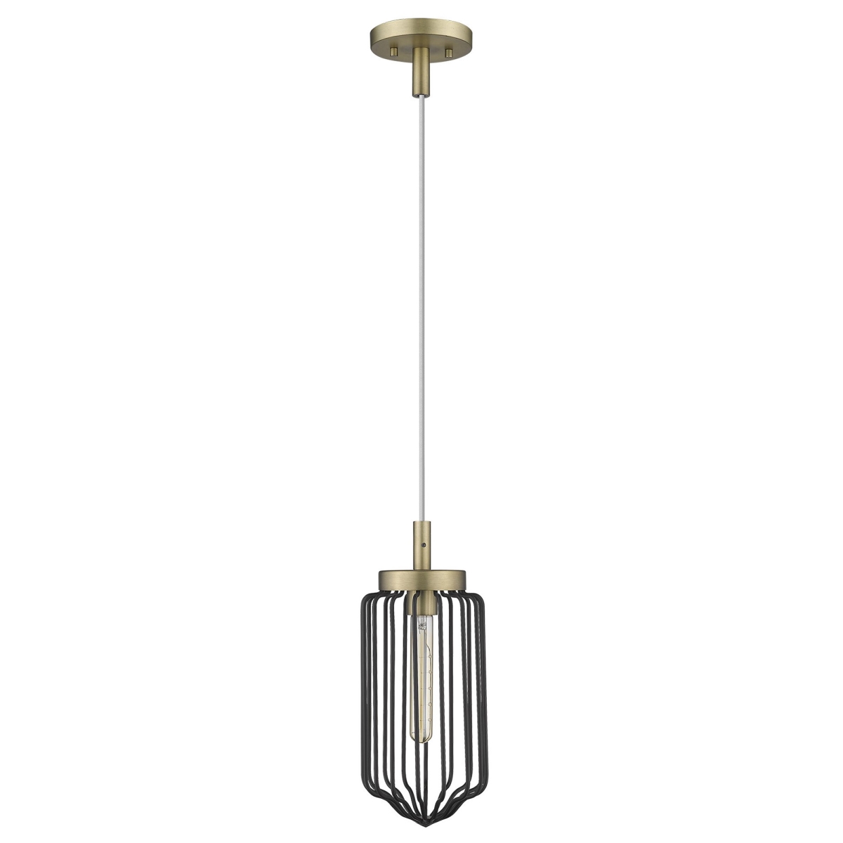 15 x 6.25 x 6.25 in. Reece 1-Light Aged Brass Mini-Pendant